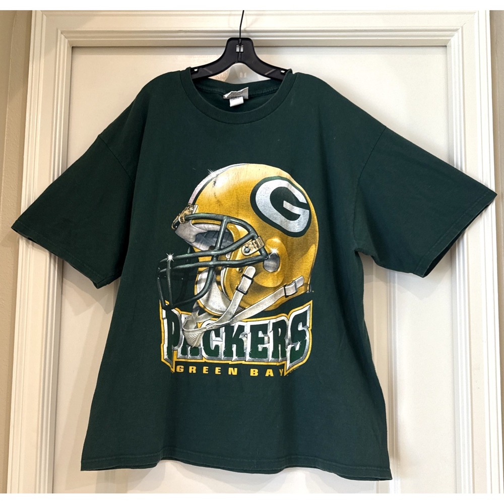 Vintage Lee Sport Green Bay Packers 1997 Big Helmet Logo Tee NFL XXL ‎ 2X USA